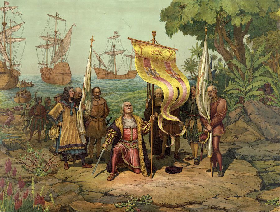 Christophe Colomb prenant possession de l'Amérique (Wikipédia)