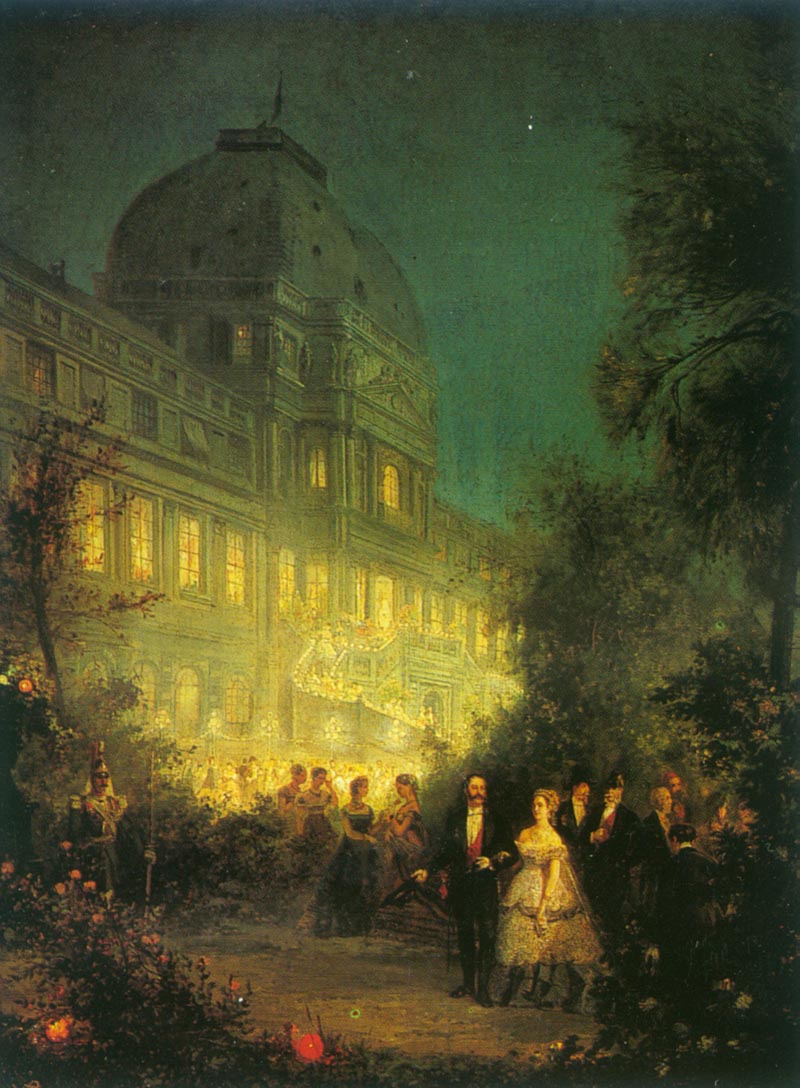 Palais et jardin des Tuileries lors d'un bal sous le Second Empire