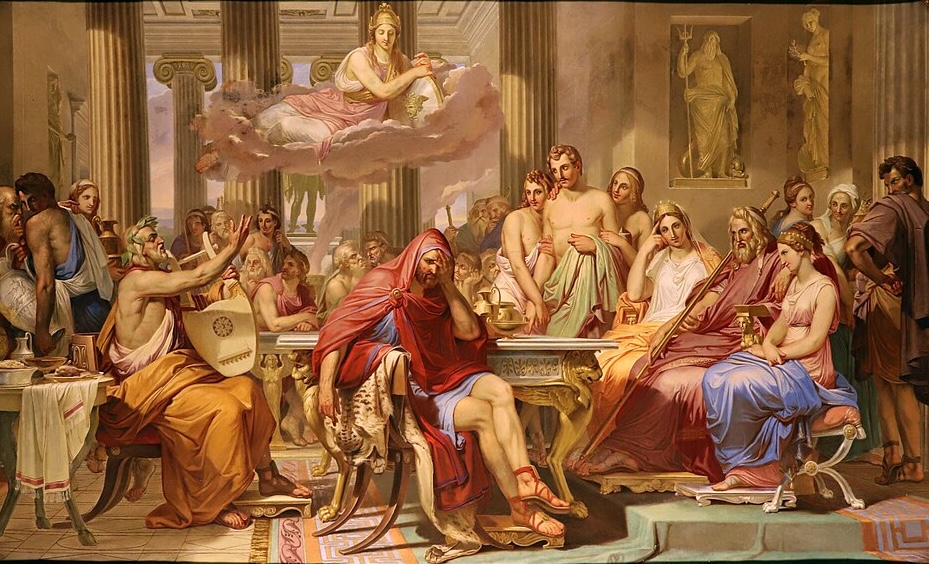 Le Banquet chez Alcinoos avec Homère, peinture de Francesco Nenci